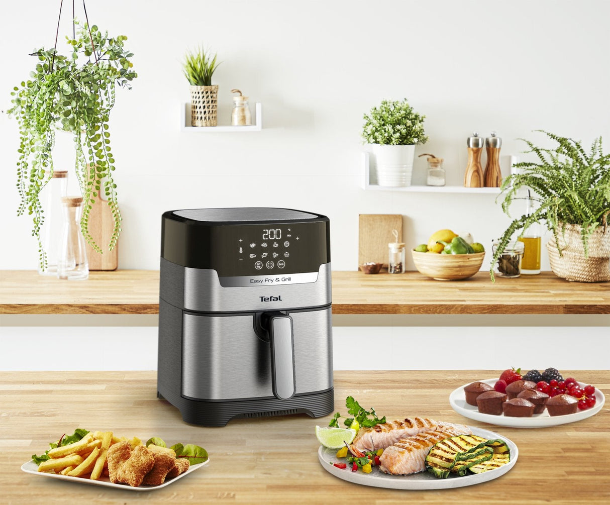Freidora Tefal Easy Fry & Grill Ey505d15 Sencillo 4,2 L Independiente 1550 W Freidora De Aire Caliente Acero Inoxidable Acero Fino/Negro, Freidora De Aire Caliente, 4,2 L, 80 °C, 200 °C, 6 Personas(S), 60 Min