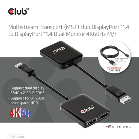 EAN 8719214471927 - CLUB3D Multi Stream Transport (MST) Hub DisplayPort 2x DisplayPort imagen 5