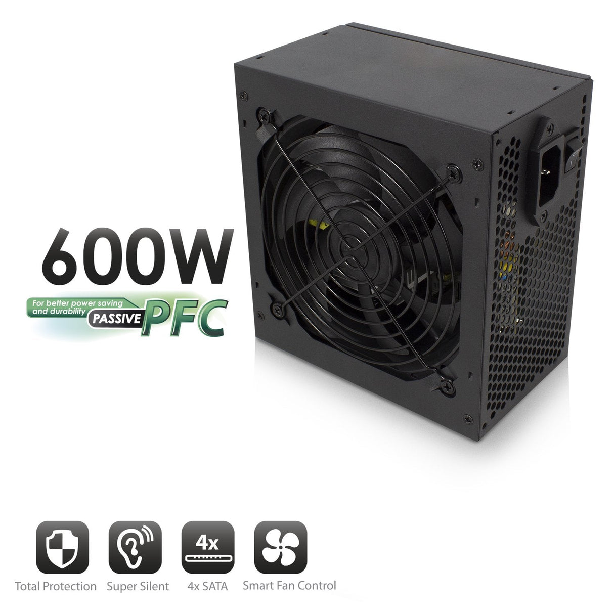 Fuente De Alimentacion Ewent 600w Ew3908 Pfc-Activo 4sata 12cm Atx