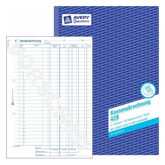 Avery Zweckform Kassenbericht - 50 Hoja - A4 (210 X 297 Mm)