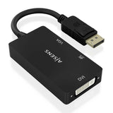 Aisens Conversor Displayport V1.2 A Vga/Dvi/Hdmi, Dp 1.2/M-Vga/H-Dvi/H-Hdmi/H 4k, Negro, 15cm