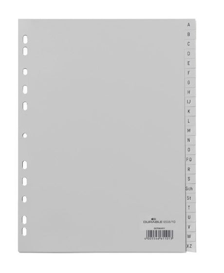 EAN 4005546611013 - Durable 650810 lengüeta de índice Separador alfabético con pestaña Polipropileno (PP) Gris imagen 1