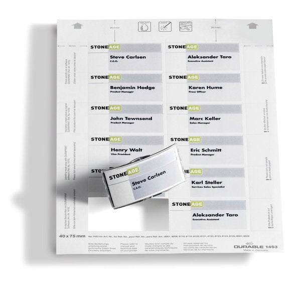 Insertar Carteles Durable Badgemaker 40x75mm 240 Piezas Blanco