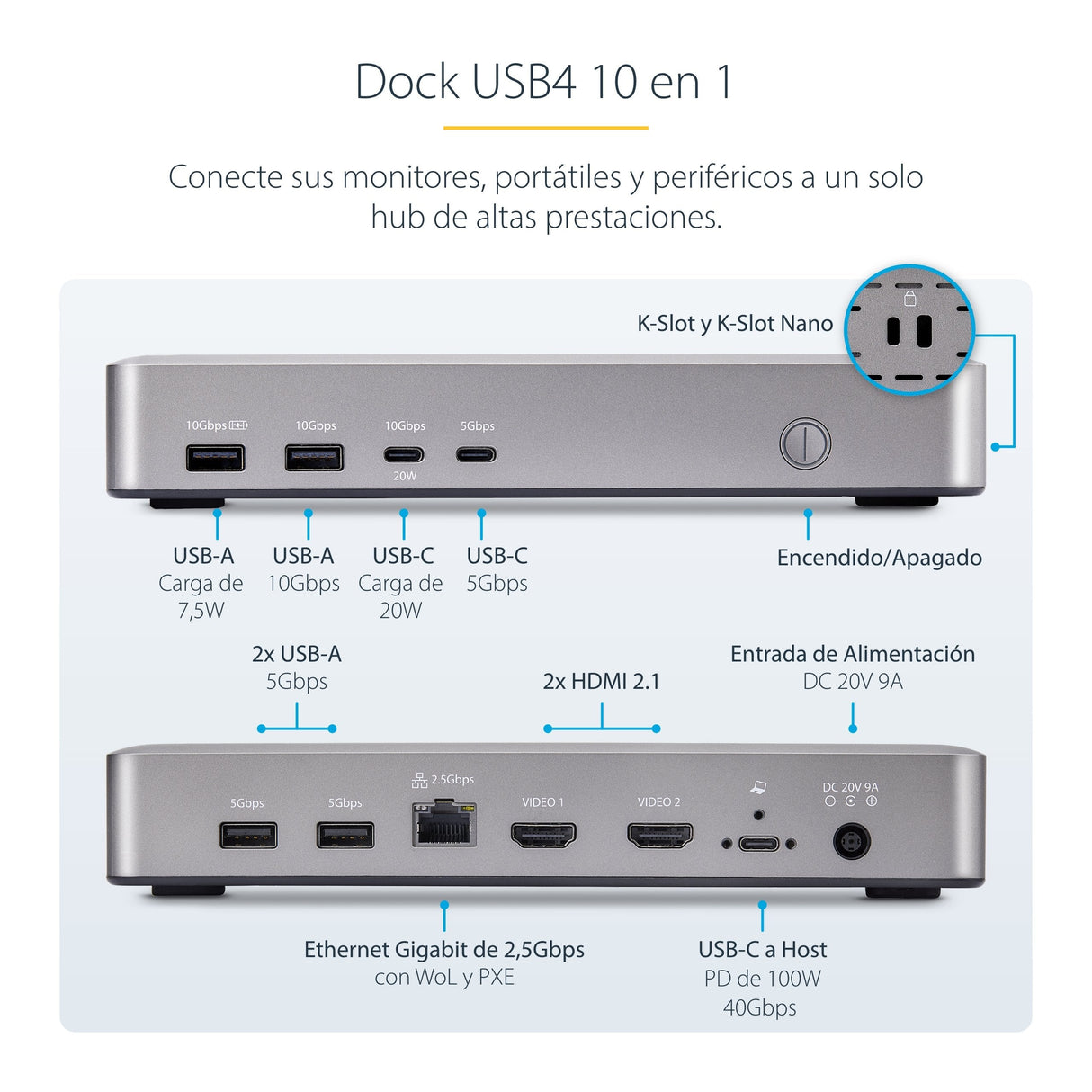 Startech.Com Usb4 Docking Station, Usb-C 40gbps, Dual Video Hdmi, Up To 2x 4k 60hz 4:4:4 (Rgb) Or 2x 4k 120hz 4:2:2, Mul