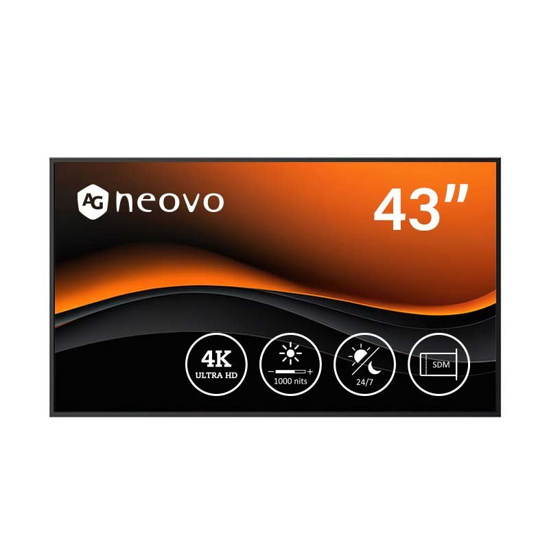 Ag Neovo Pd4302, Digital Signage Pantalla Plana, 109,2 Cm (43"), Lcd, 3840 X 2160 Pixel, 24/7