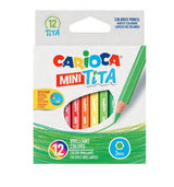 Carioca Tita Pack De 12 Mini Lapices De Resina - Cuerpo Hexagonal - Colores Brillantes Y Lavables - Escritura Blanda -