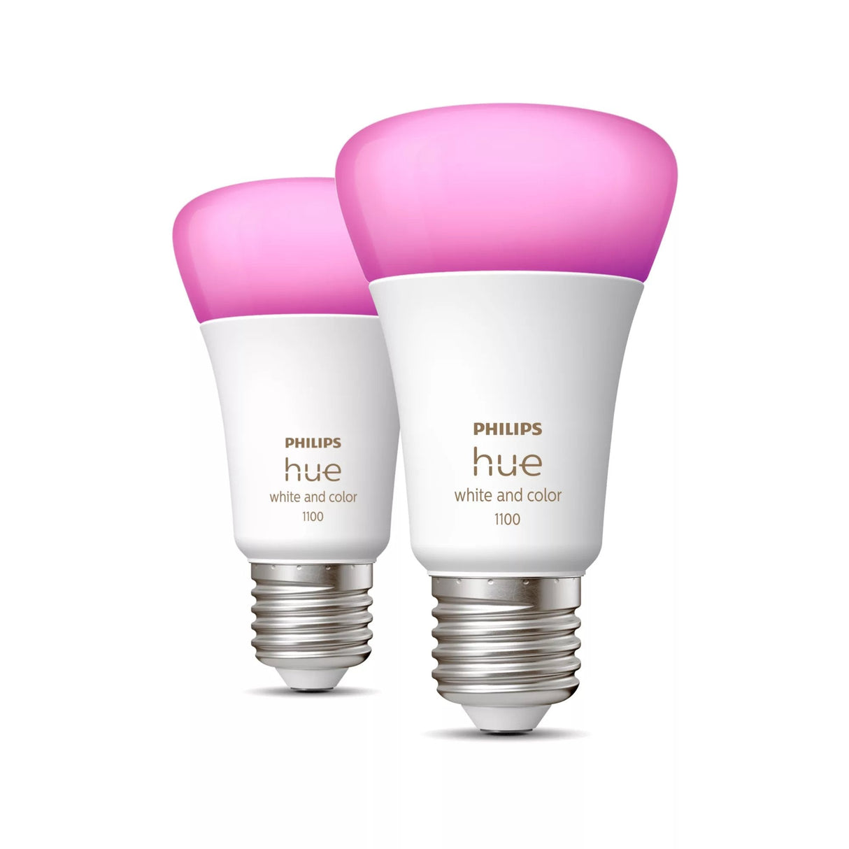 Philips Hue White And Color Ambiance - Led Light Bulb - Shape: A60 - E27 - 9 W [Equivalent 60 W] - Class A+ - 16 Million Colours/Warm To Cool White Light - 2000-6500 K - White [Pack Of 2]
