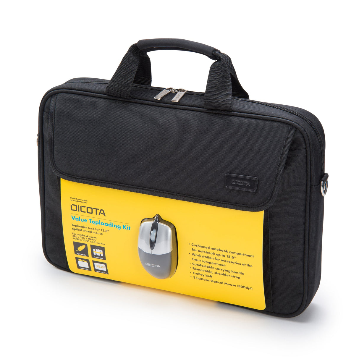 Dicota Value Toploading Kit Maletines Para Portátil 39,6 Cm (15.6") Bandolera Negro