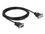 Delock Rs-232 Cable Seriell D-Sub9 Stecker Zu Buchse Nullmodem Mit Schmalem Steckergehäuse 3 M