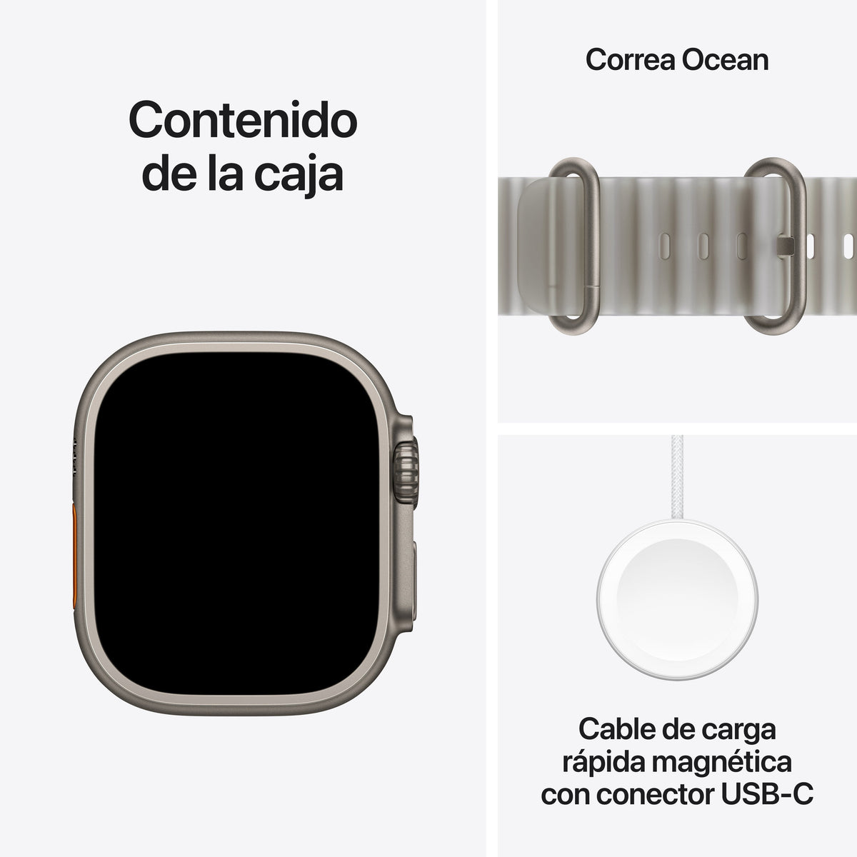 Apple Watch Ultra 4 (2026) Gps+Cel 49mm Caja De Titanio Natural Correa Ocean Band Gris Traslúcido Siri Ai