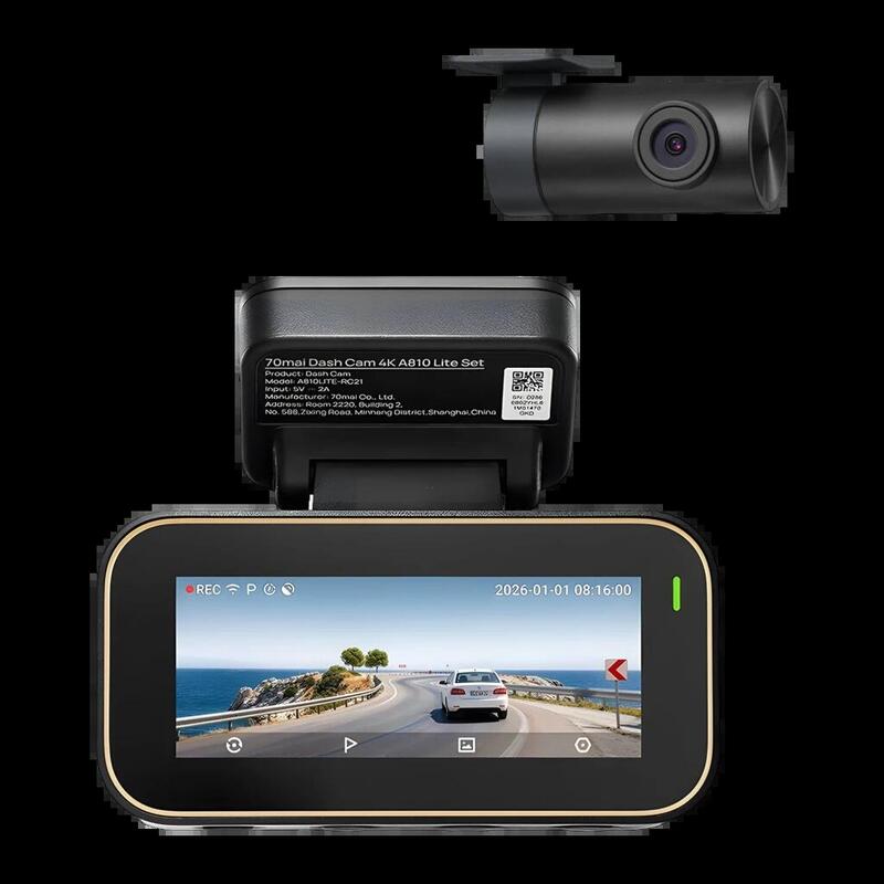 70mai Dash Cam 4k A810 Lite Set Con Rear Camera Rc21