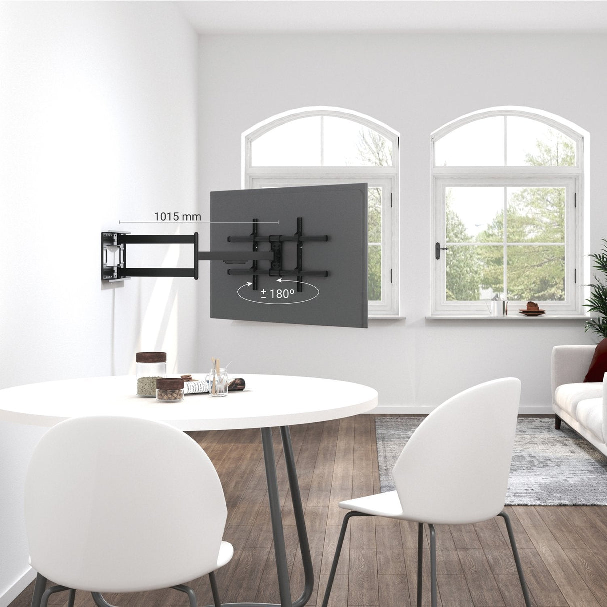 Aisens Soporte Pro Giratorio, Inclinable Y Nivelable Para Monitor/Tv 50kg De 43-80, Negro