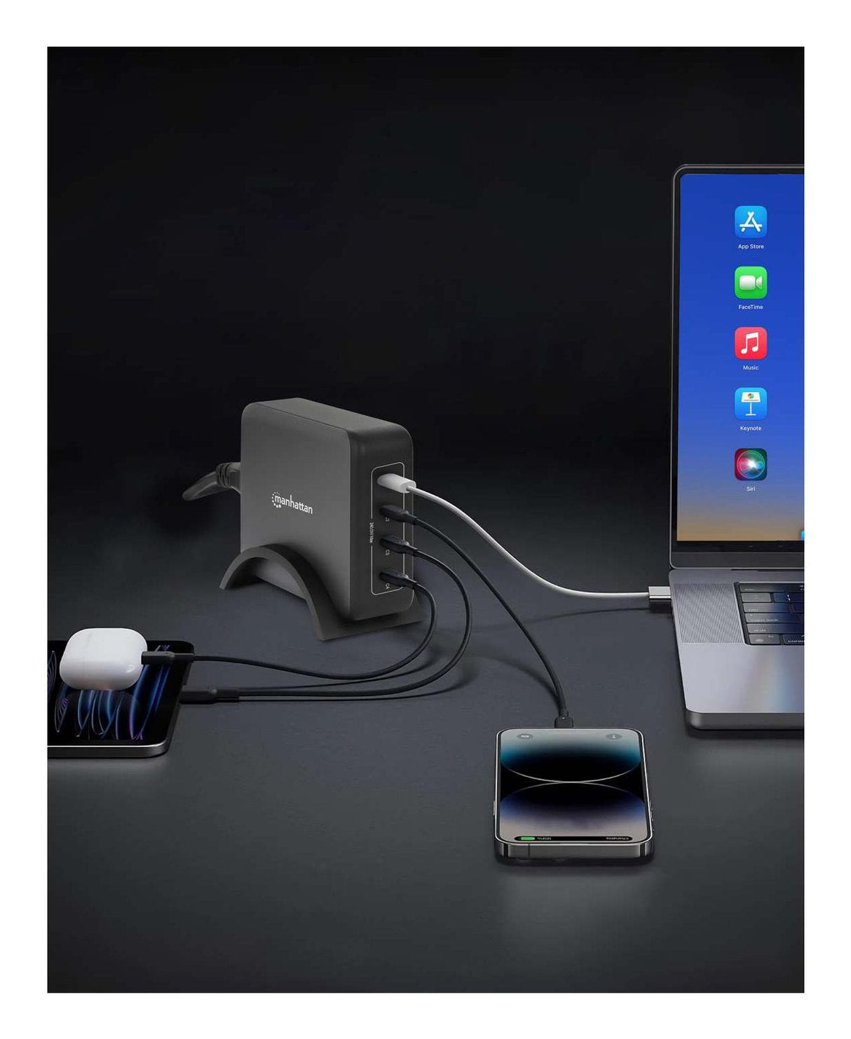 Manhattan 4-Port Gan Usb Power Delivery-Lademation 240w