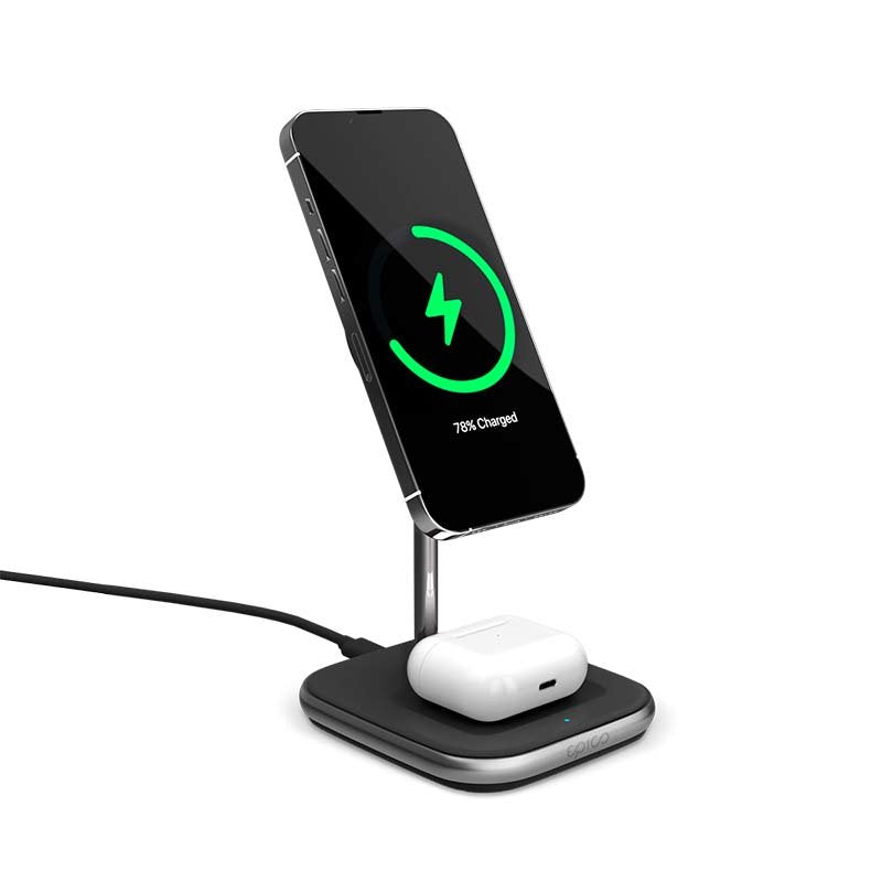 Epico Base Carga Magsafe 2en1 Para Iphone Y Airpods - Negro