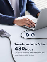 Ugreen 70427 Cable Usb 1 M Usb 2.0 Usb C Negro, Plata