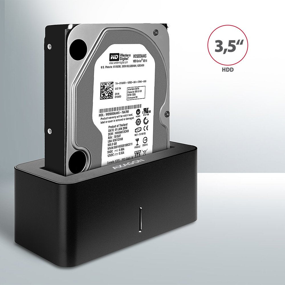 Axagon Adsa-Sn, Usb 3.2 Gen1 - Sata 6g, Estacion De Acoplamiento Hdd / Ssd De 2.5 "/3.5"