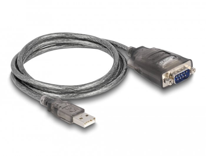 Delock Adaptador Usb 2.0 Tipo-A A 1 X Serial Rs-232 D-Sub 9 Pin Macho Con Tuercas Con 3 X Led 1 M