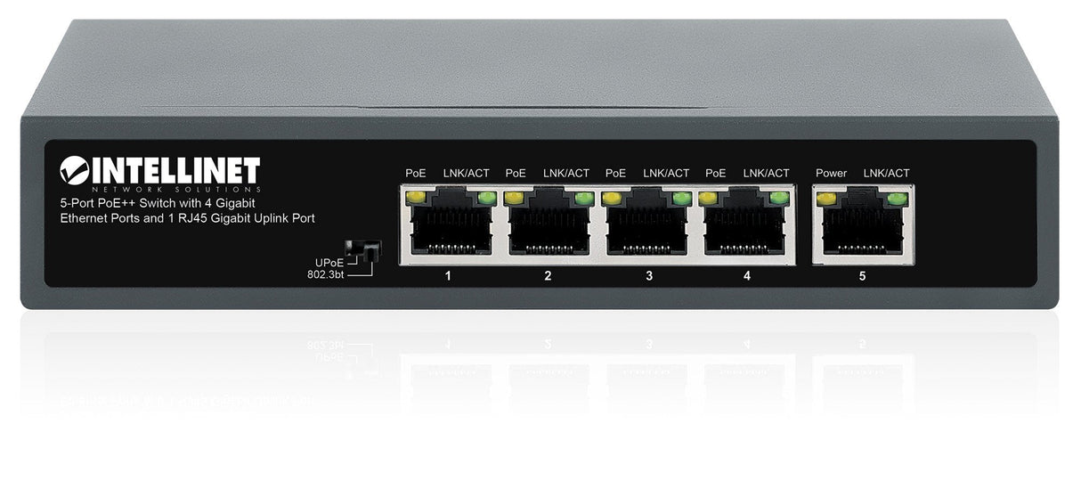 Intellinet 5-Port Poe++ Switch 4 Gb + 1 Rj45 Gb Uplink-Port