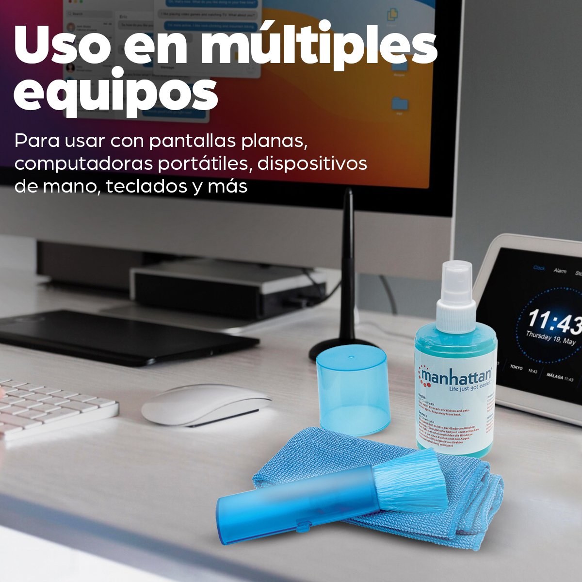 EAN 0766623421027 - Manhattan 421027 kit de limpieza para computadora LCD/TFT/Plasma Líquido y paños secos/húmedos para limpi imagen 6