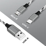 Kabel Usb2.0 A/M Do Micro Usb + Usb-C, 1.2m