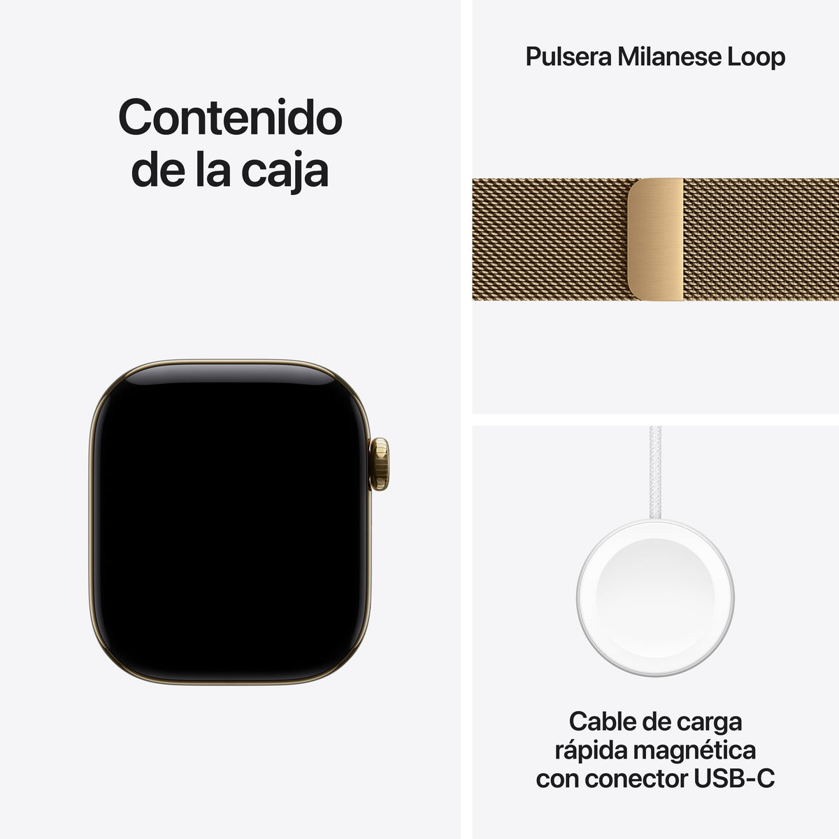 Apple Watch Series 12 (2026) Gps+Cel 42mm Caja De Titanio Oro Brillante Correa Milanese Loop Oro Brillante Siri Ai