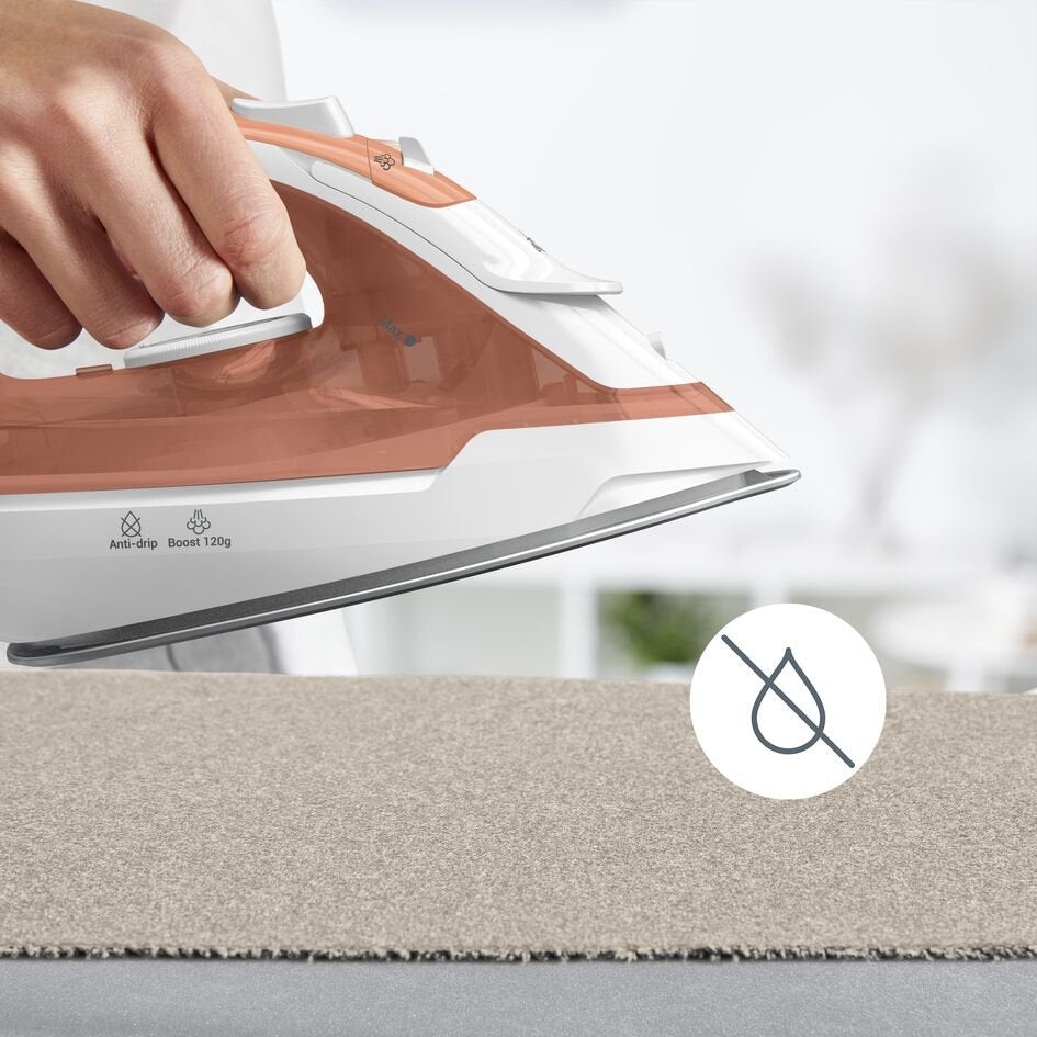 Tefal Virtuo 30 Fv2c40e0 Plancha Plancha Vapor-Seco Suela De Cerámica 2000 W Durazno, Blanco