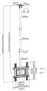 Equip Soporte Pantalla De Techo 37-70 Inclinable Max. 50kgs
