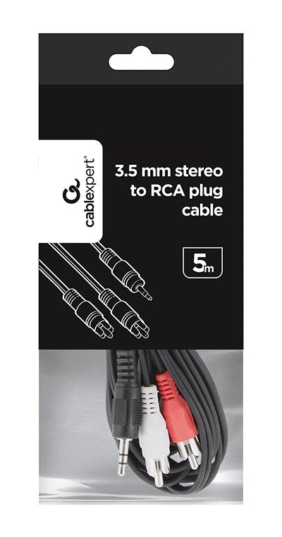 Gembird Cable Jack A 2xrca/3.5mm M/M 5m Negro