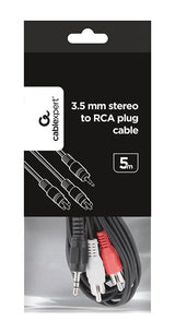 Gembird Cable Jack A 2xrca/3.5mm M/M 5m Negro