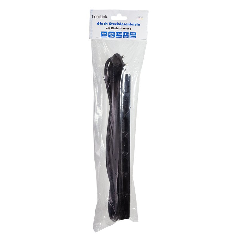 Regleta Logilink Outlet Strip  Euro Sockets Black