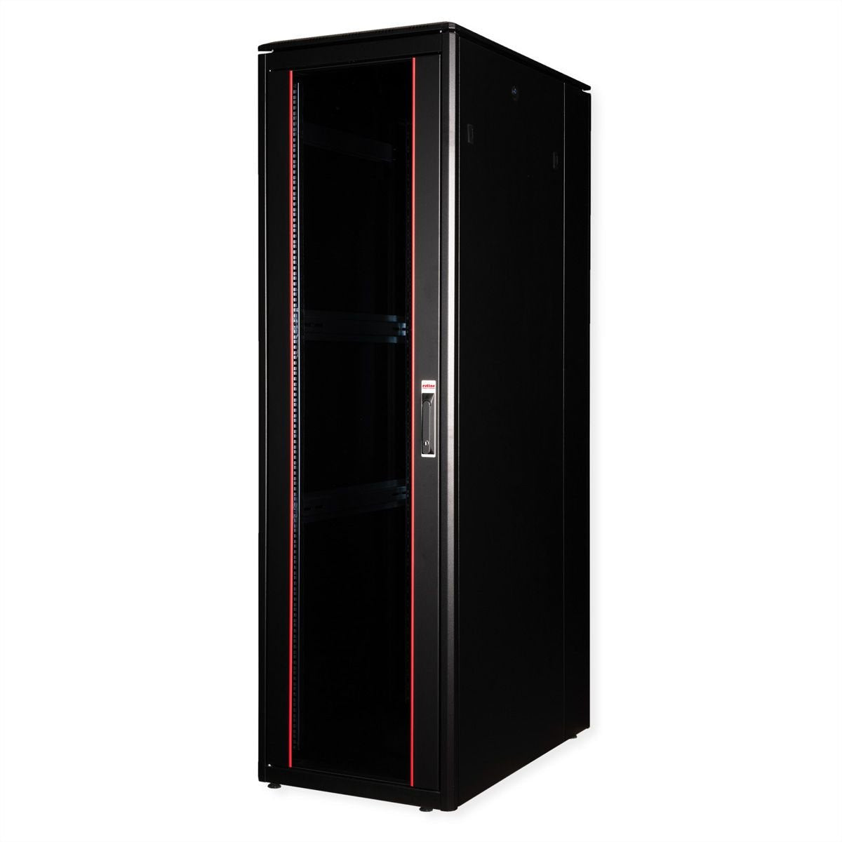 Roline 19-Zoll Netzwerkschrank Pro 42 He, 600x1000 Bxt Glastr Schwarz