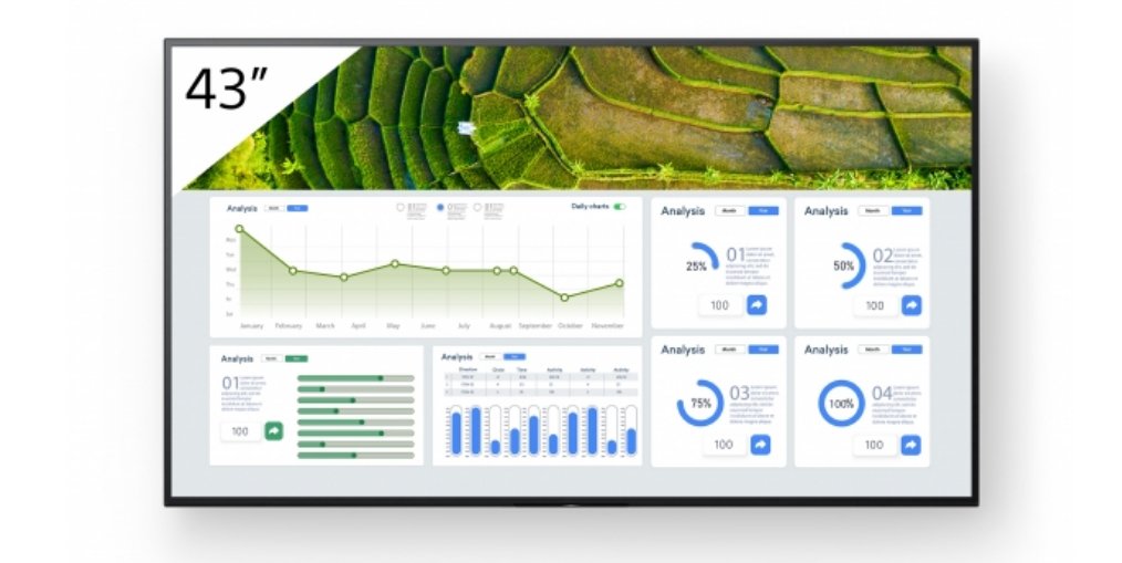 Sony Fw-43bz30l Pantalla De Señalización Digital  (43") Lcd Wifi 440 Cd / M² 4k Ultra Hd Negro Android 24/7