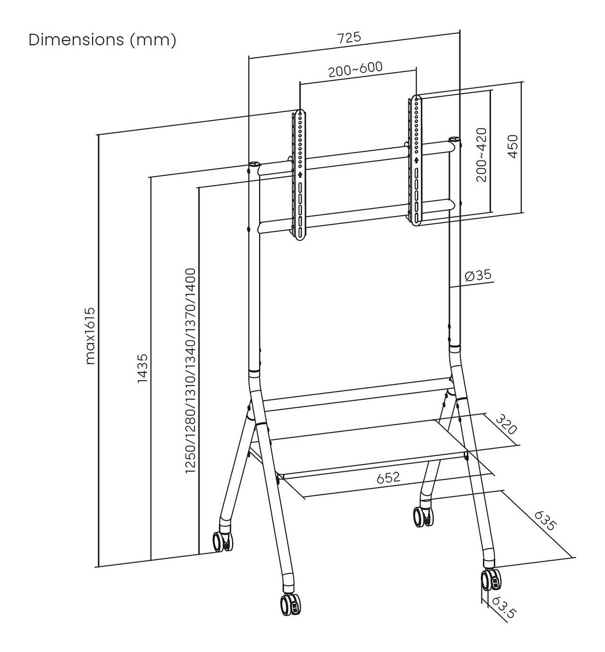 EAN 8435739902363 - AISENS FT86FE-331 soporte para pantalla de señalización 2,18 m (86") Blanco, Madera imagen 6