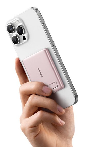 Picogo Am31 Qi2 Ultra-Mini Magnetic Power Bank With Kickstand 5000mah 20w Nebula Pink (+Braided Cable Usb-C To Usb-C 30cm Pink)