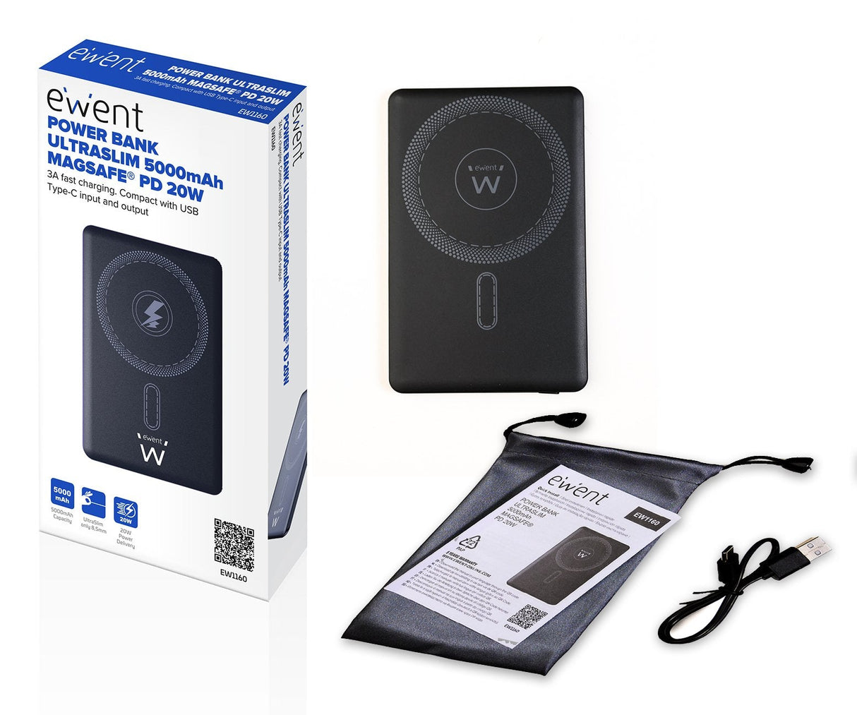 Powerbank Ewent Ew1160 Ultraslim Magsafe 5000mah