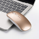 Raton Inalámbrico Recargable 2 En 1 Bluetooth + Usb 2.4g 1600 Dpi Ergonómico Oro