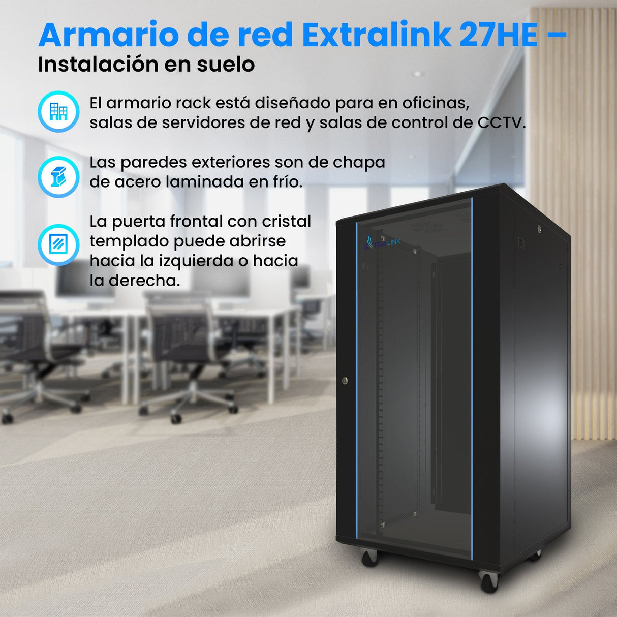 Armario Rack De Pie Extralink 27u 600x800 Negro