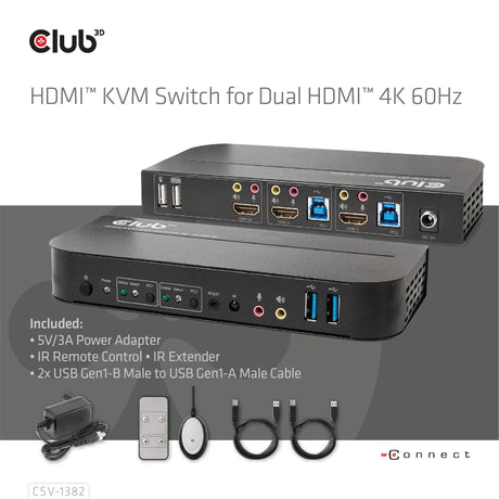 EAN 8719214472245 - CLUB3D CSV-1382 interruptor KVM Negro imagen 6