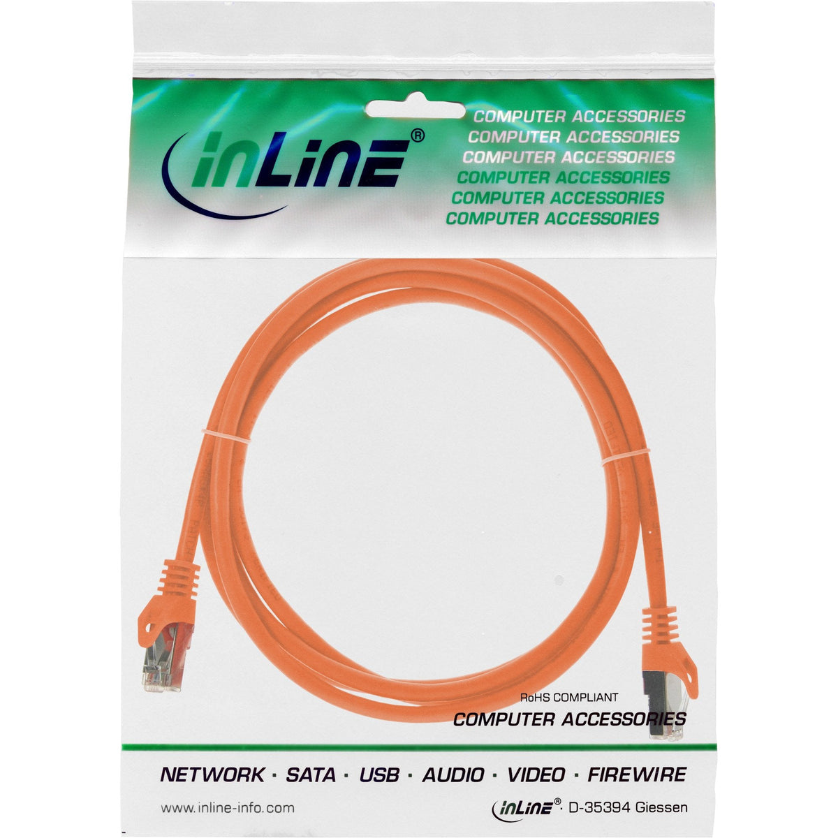 Cable De Red Inline Sf/Utp Cat.5e Naranja 3m