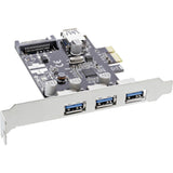 Tarjeta Pci  Inline De 3+1 Puertos Usb 3.0 Pcie Con Alimentación Sata Y Soporte Lp