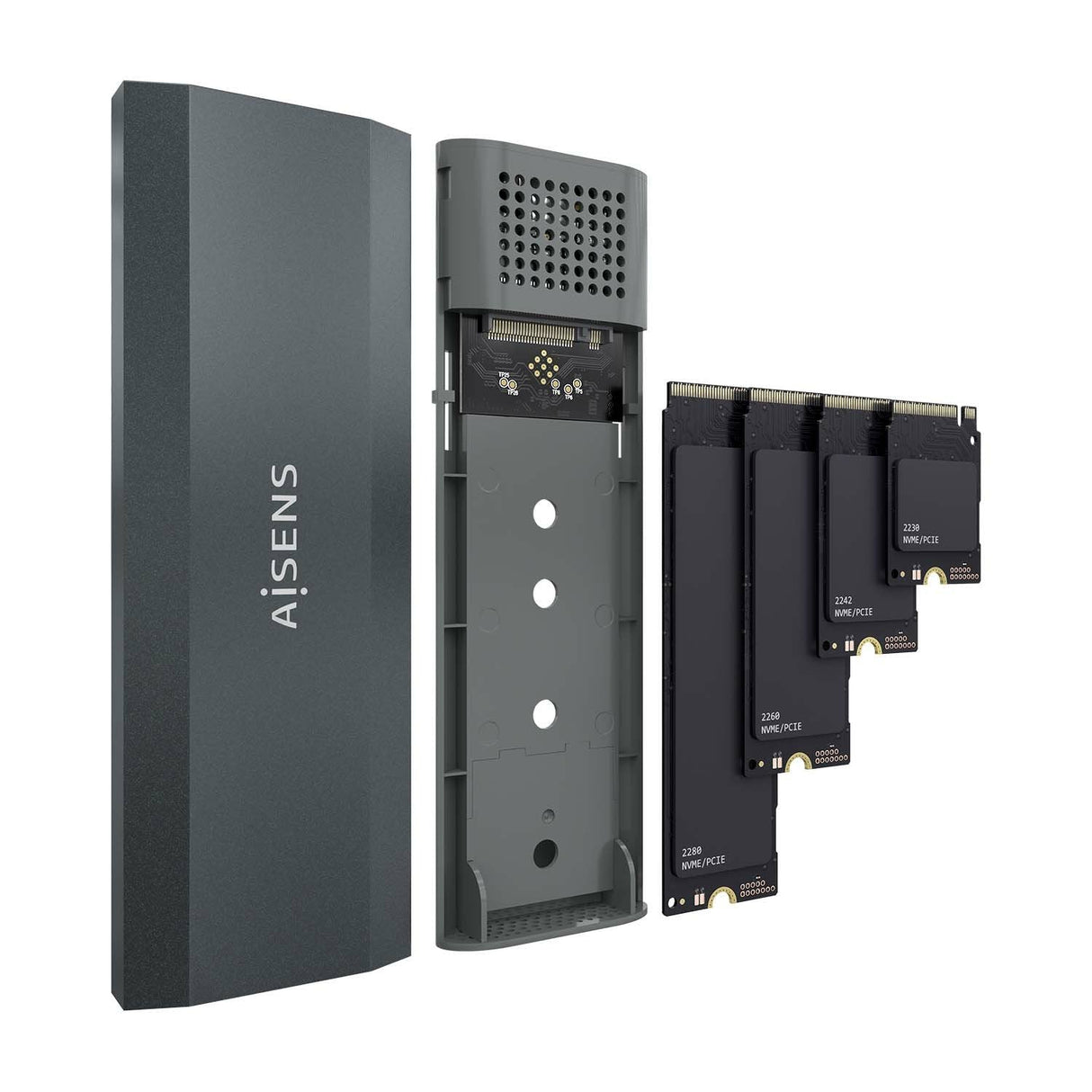 Aisens Caja Externa Para Disco Ssd M.2 Ngff Usb 3.2 Sin Tornillos Gris Asm2-029gr