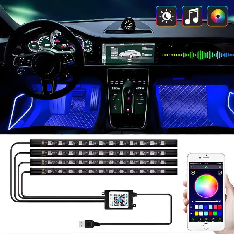 72 Led Rgb Usb-A App - Kit De Iluminación Interior Para Coche