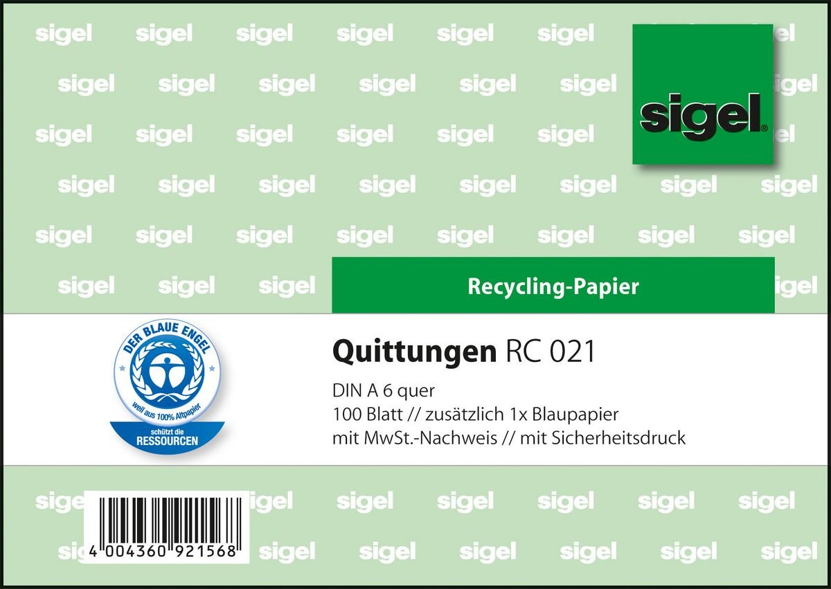 Sigel Recibo Mwst. Separat Ausgewiesen Formularbuch Rc021 1 Ud. - Material De Oficina - A6