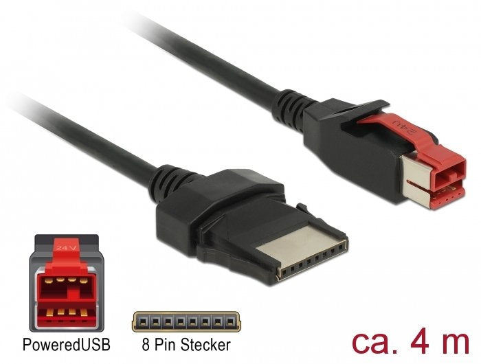 Delock Powerojousb Cable Stecker 24 V > 8 Pin Stecker 4 M Für Pos Drucker Und Terminals