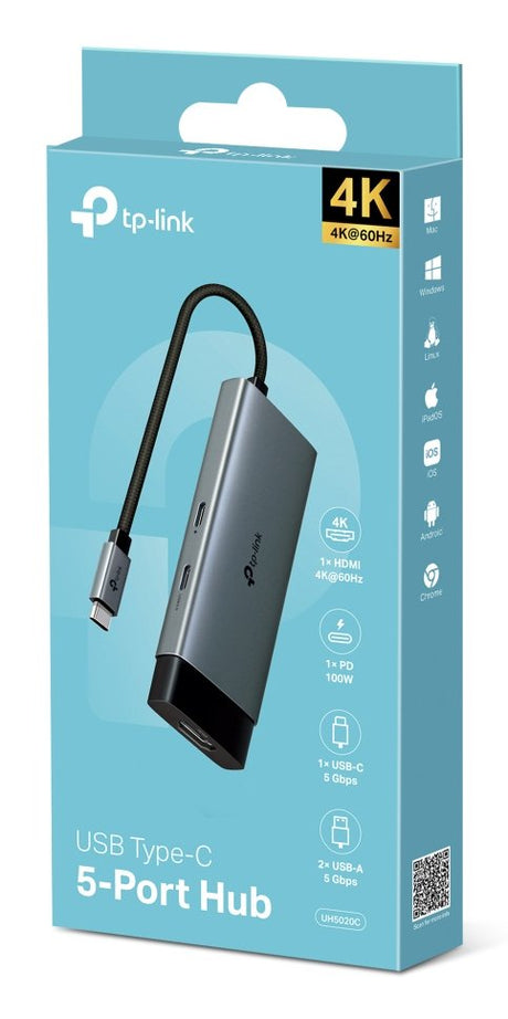 EAN 1210002600088 - TP-Link UH5020C hub de interfaz USB Tipo C 5000 Mbit/s Gris imagen 2