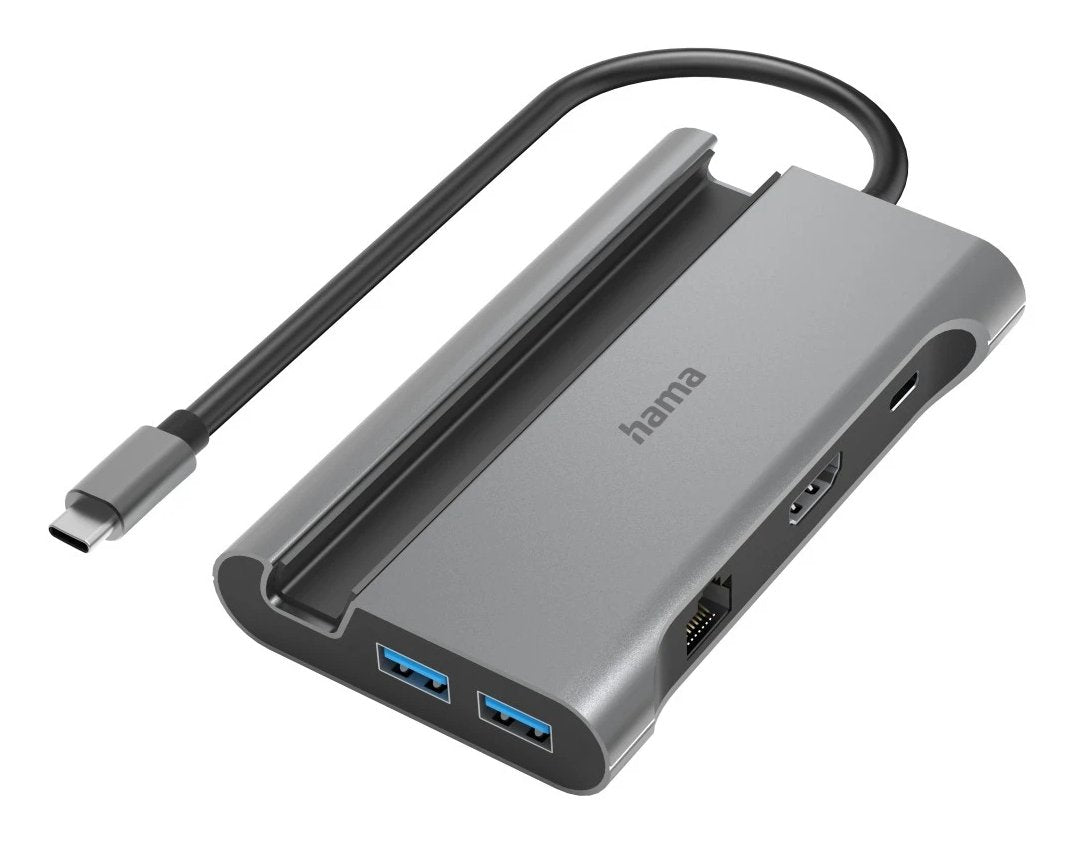 Hama Essential Hub Usb 3.2 - Potencia Maxima 100w - Cable Usb-C Integrado De 15cm - Lan Ethernet 1gbps - Hdmi 4k - 3x
