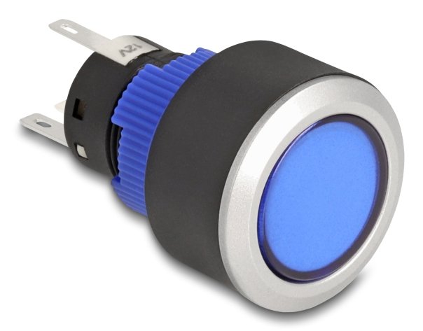 Drucktaster Zum Einbau 22 Mm 5 X Lötanschluss Taster Flach Kunststoff Led Blau