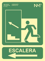 Archivo 2000 Señal "Salida De Emergencia Escalera Sube Izquierda" 224x300mm Pvc 700 Micras Verde