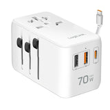 Cargador De Viaje Universal, 70 W (Pd), 4 Conexiones,Cable, Ignífuga,  (Eu/Uk/Us/Aus) Blanco Logilink