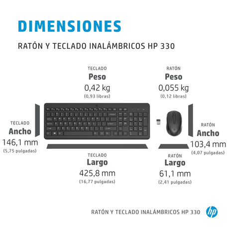 EAN 0195161923722 - HP 330 Wireless Mouse and Keyboard Combination teclado Ratón incluido Universal RF inalámbrico QWERTY Ing imagen 6